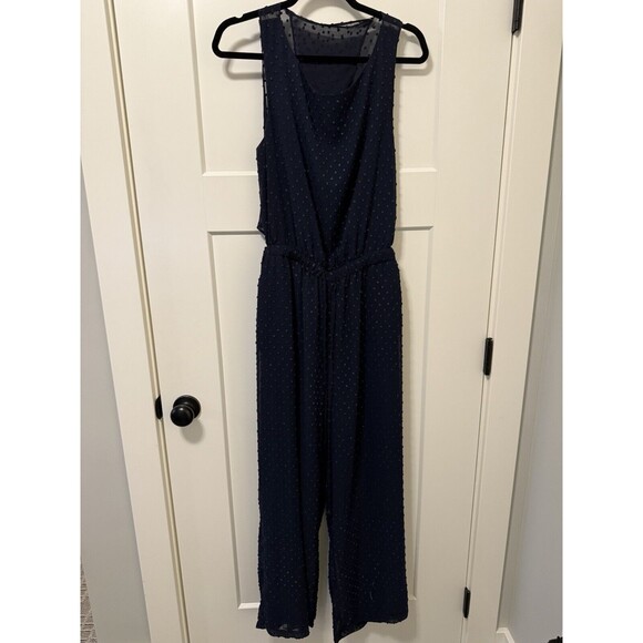 Maison de Papillon Marissa Gold Embellished Jumpsuit Blue Crepe Women's Size‎ M - Picture 3 of 8